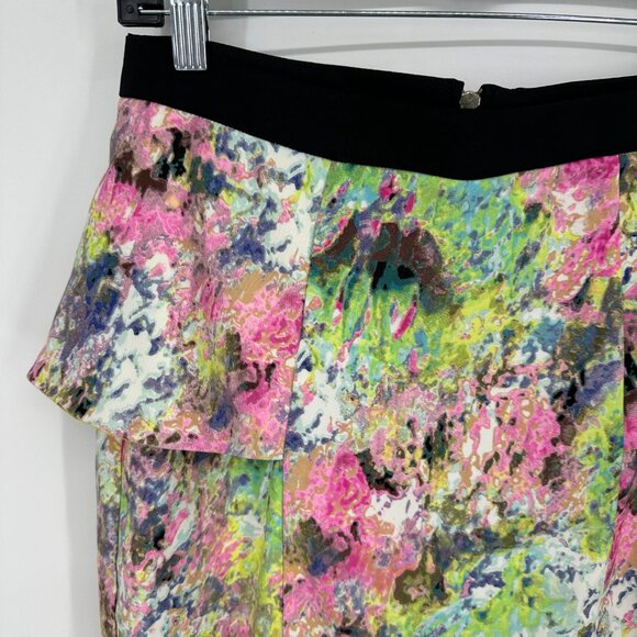 3/$25 Gibson Latimer Floral Pencil Skirt 8 Peplum Abstract Pink Green - Picture 4 of 8
